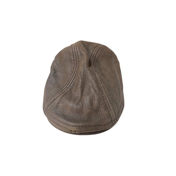 Brown Scala Leather Newsboy Cap Hat S/M - Picture 1 of 5